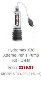 penis-pump-hydromax-x30-clear